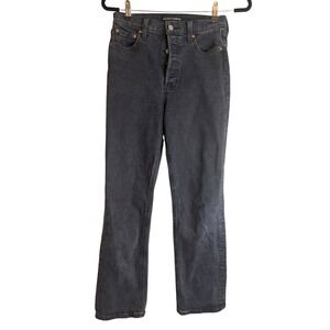 Aritzia Denim Forum The Arlo High Rise Straight Jeans Washed Black 26 28L